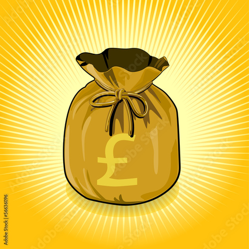 British Pound Sterling Gold Bag of Money Save for Success.