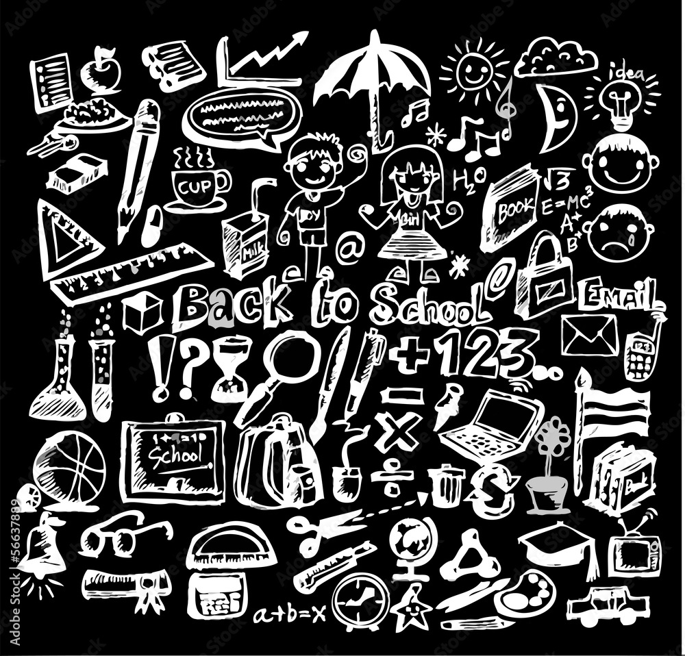 cartoon back to school kids education objects Stock Vector | Adobe Stock
