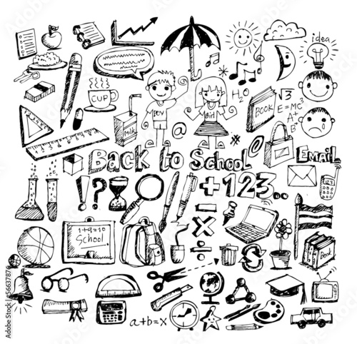 cartoon back to school kids education objects