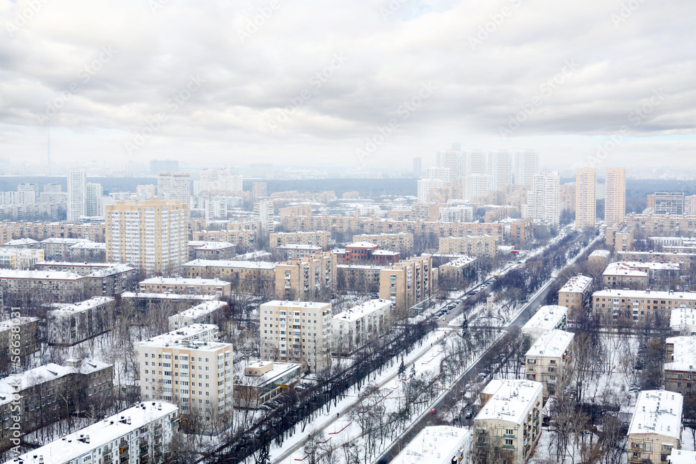 Many houses in residential district at winter cloudy day Many houses in residential district at winter cloudy day