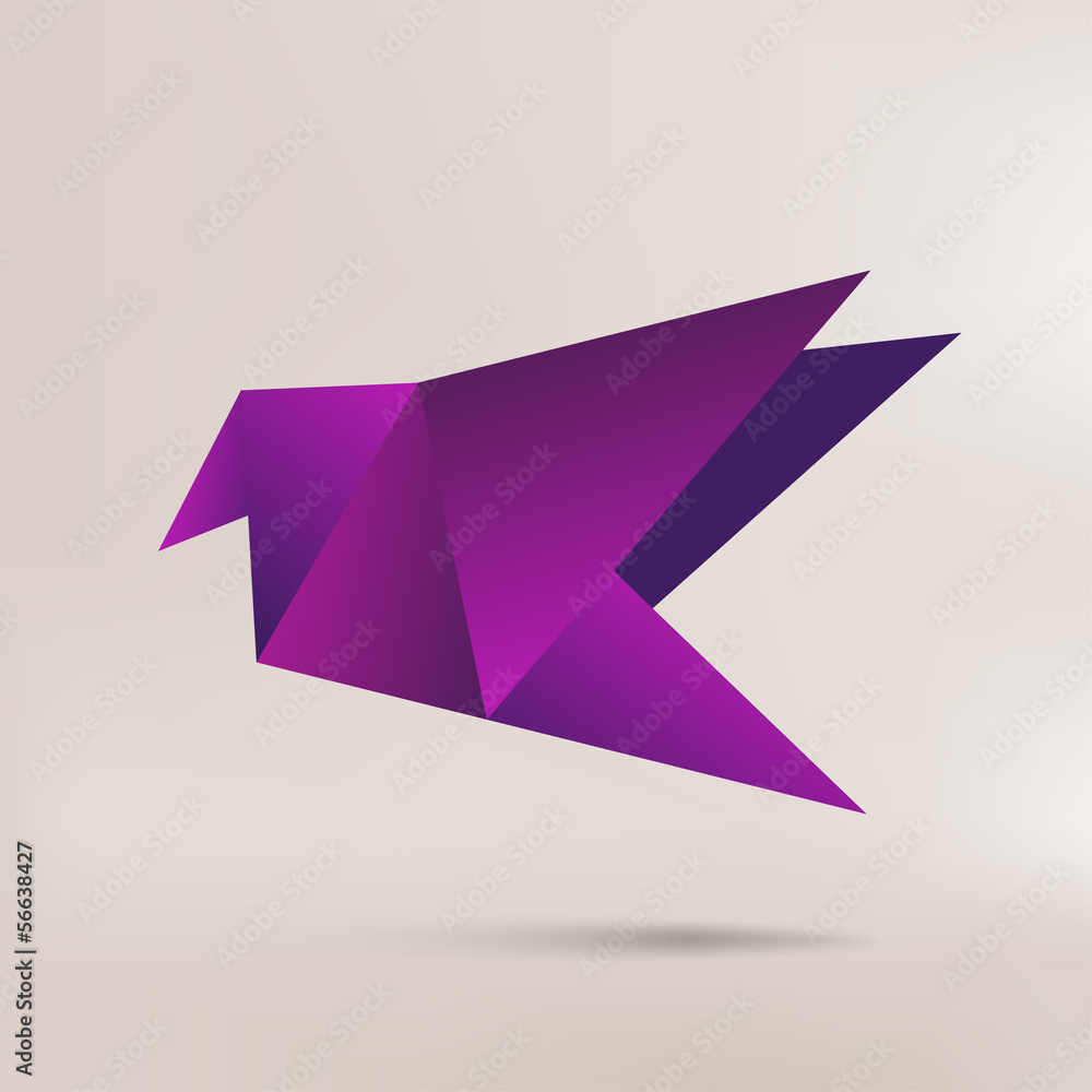 Fototapeta premium Origami paper bird on abstract background