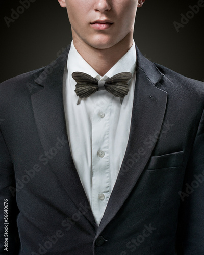 Hansome businessman in suit with bow-tie