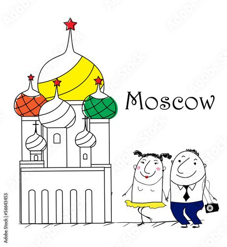 Cartoon Skizze. Moscow travel themed.