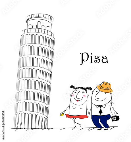 Cartoon Skizze. Italia travel themed.