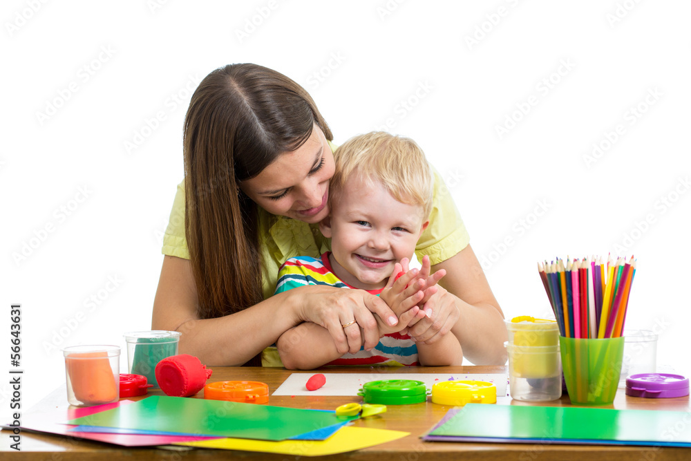 Mother and kid boy play together Mother and kid boy play together