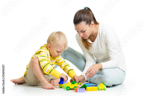 kid boy and mother play tog...