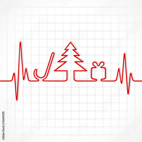 Illustration of heartbeat make christmas symbols