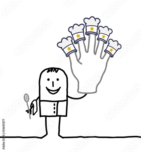 cook chief with big hand and stars