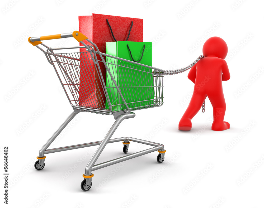 Man with Shopping Cart (clipping path included) Man with Shopping Cart (clipping path included)
