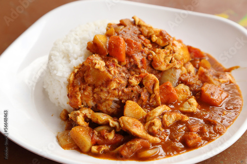 spicy chicken curry and rice © geargodz