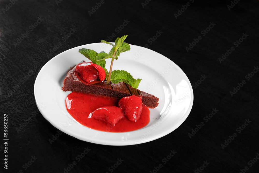Chocolate cake wth strawberry and chili Chocolate cake wth strawberry and chili