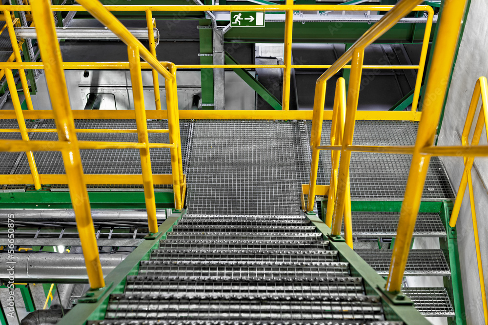 Industrial Interior with large staircase