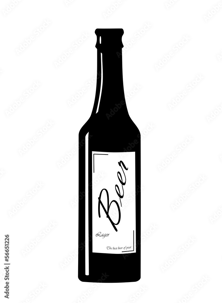 Beer bottle with label - vector illustration. Beer bottle with label - vector illustration.