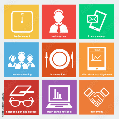 business flat icons set 2 - lunch