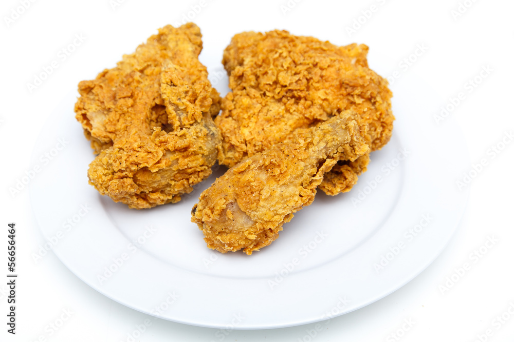 Four Pieces of Fried Chicken on White Plate Four Pieces of Fried Chicken on White Plate