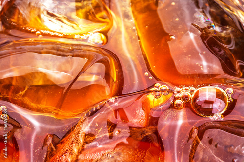 close up cold soft drink and ice
