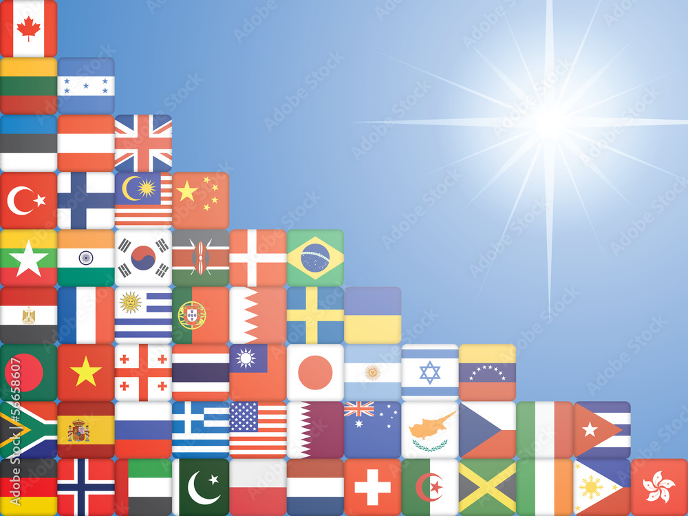 group of flag icons over sky background