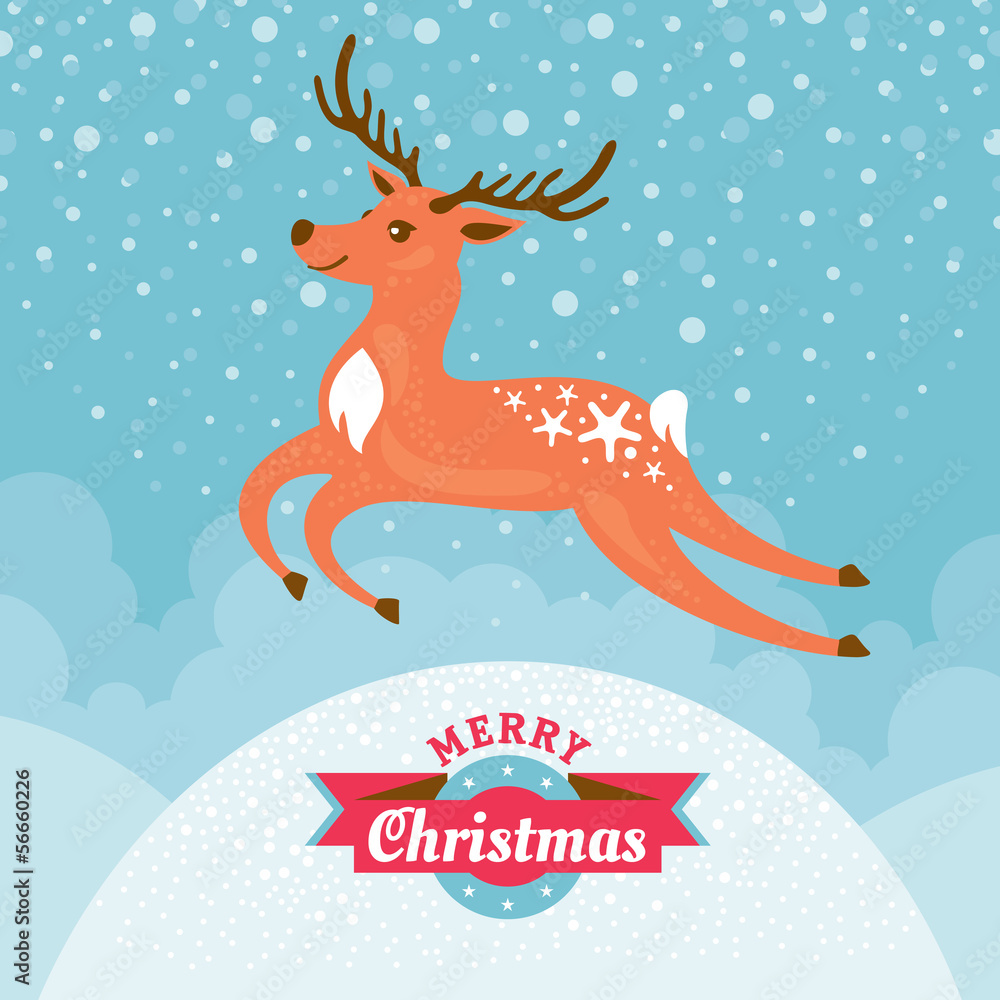 Christmas greeting card with deer Christmas greeting card with deer