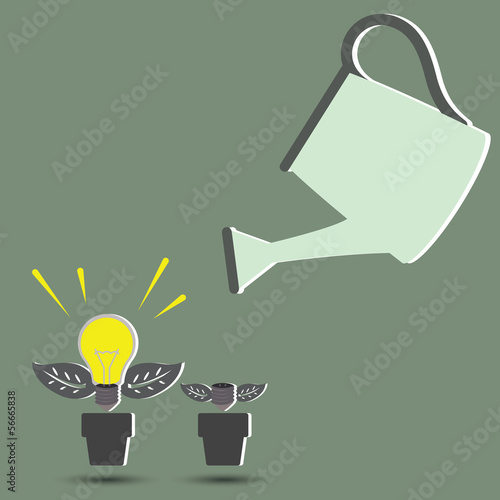 Light idea with watering bulb plants