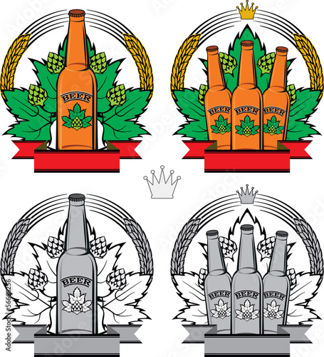 vector set of banners with bottle of beer