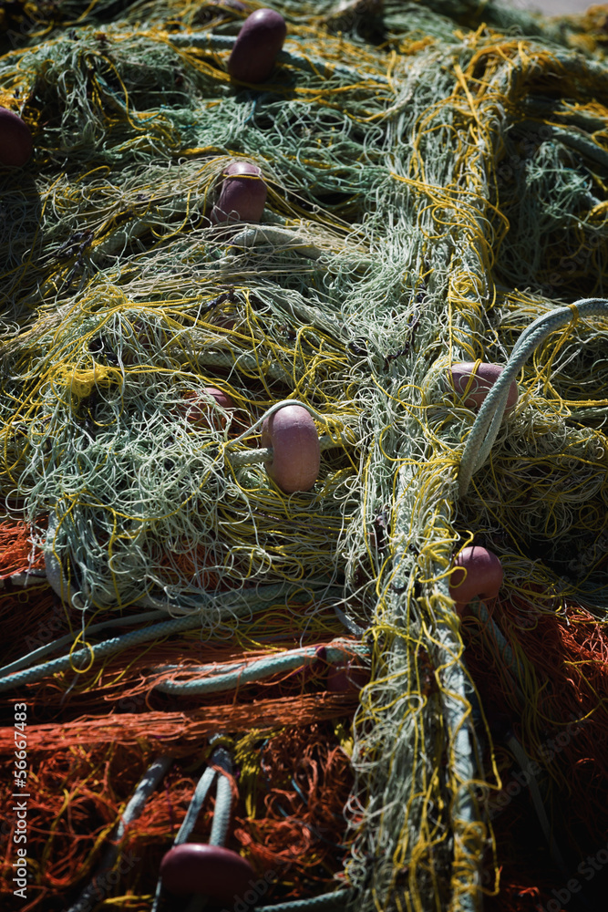 Fishing net. Marine background.