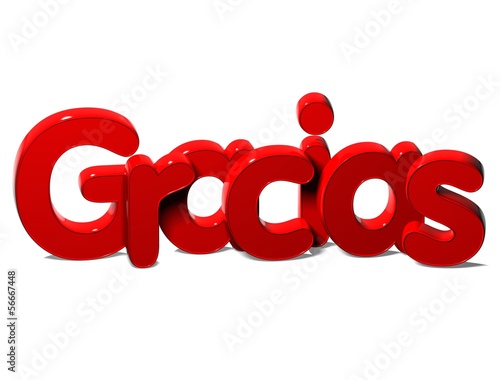 3D Word Thank You In Spanish Language on white background photo