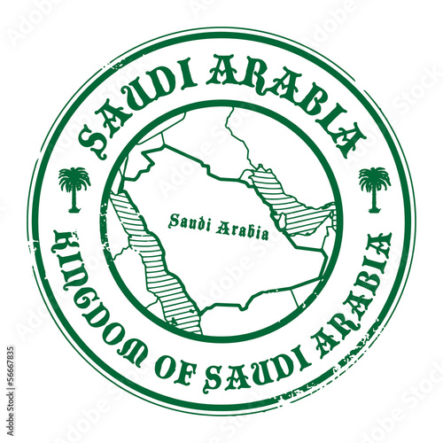 Stamp with the name and map of Saudi Arabia, vector