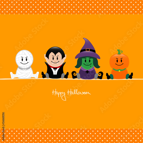 Halloween Mummy, Vampire, Witch & Pumpkin Dots
