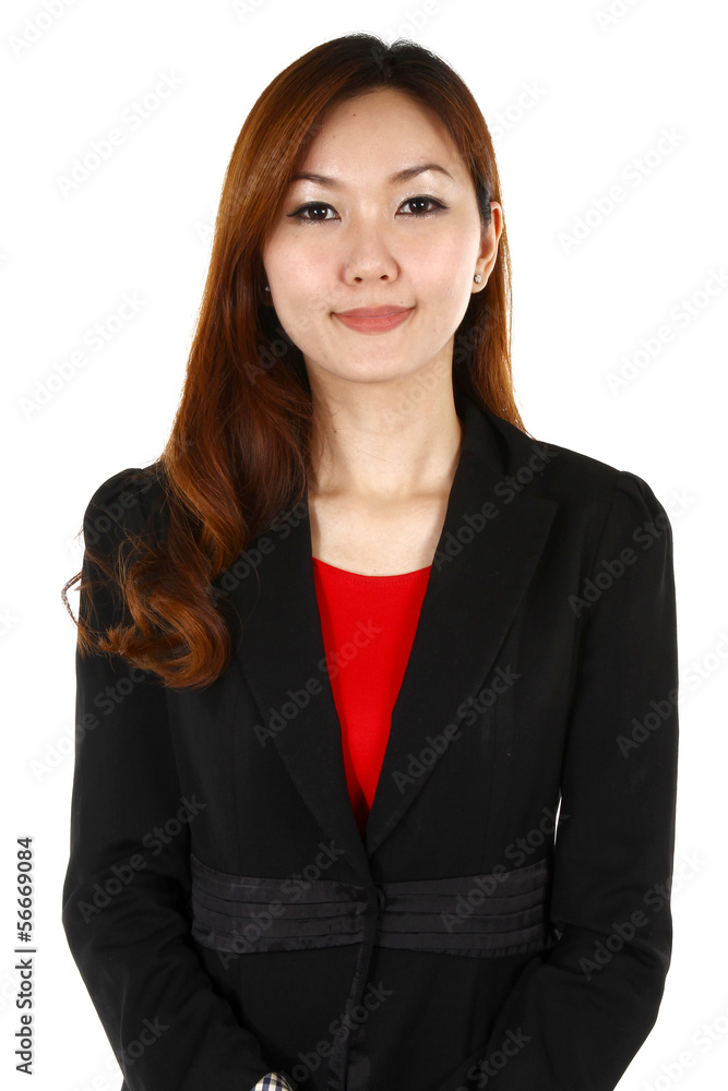 Young business woman with a smile, on a white background Young business woman with a smile, on a white background