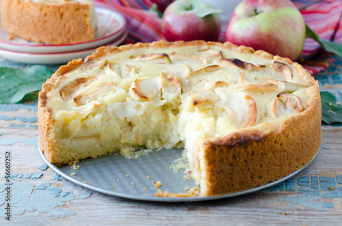 Billede på lærred Apple pie with cream