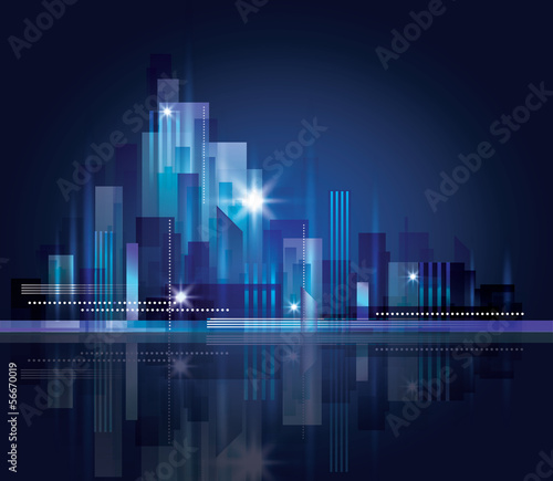 City skyline at night © dahabians