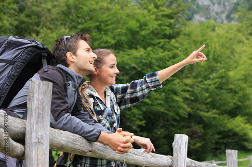 Portrait of young couple hikers