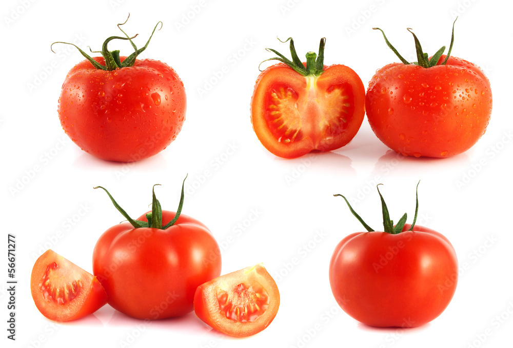 Red tomatoes set isolated on white background. Red tomatoes set isolated on white background.