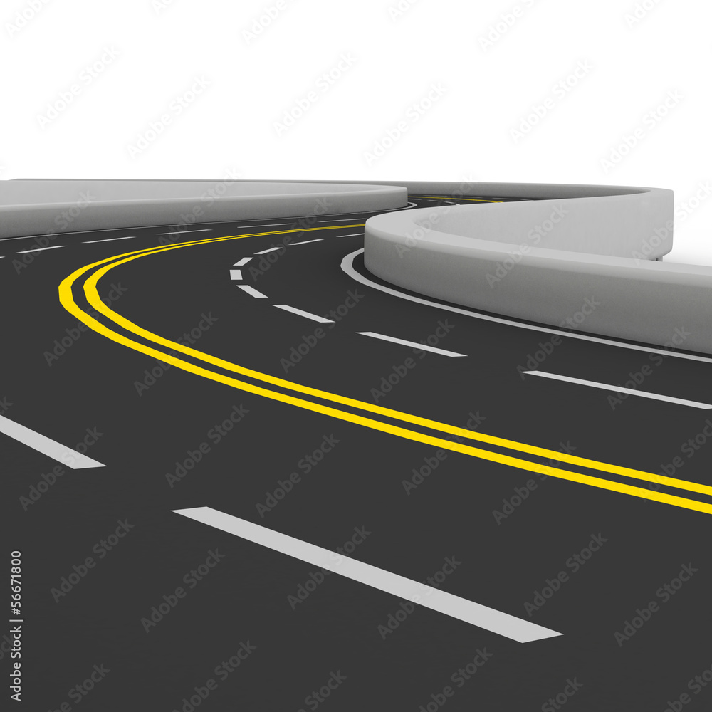 3d illustration of road over white background