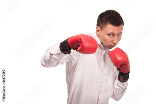 Bisinessman wearing boxing gloves