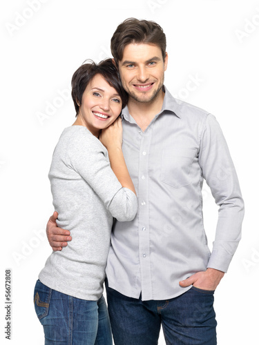 Portrait of happy couple isolated on white