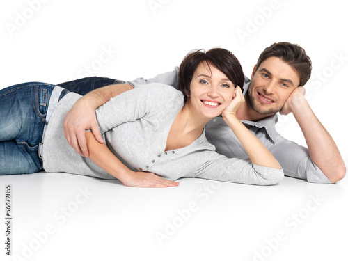 Portrait of happy couple isolated on white