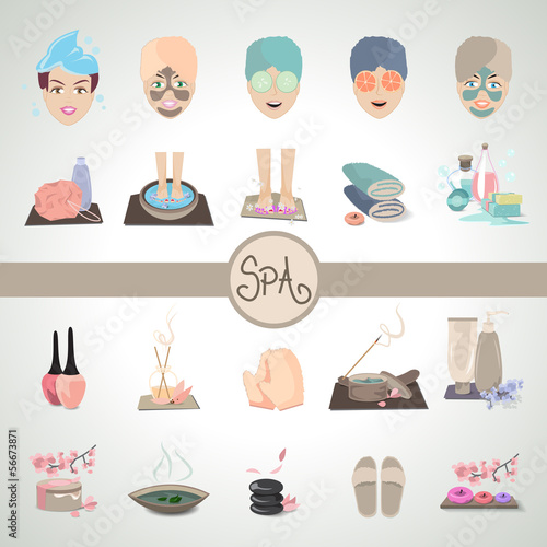 Cosmetics And Spa Icons Set - Vector Illustration