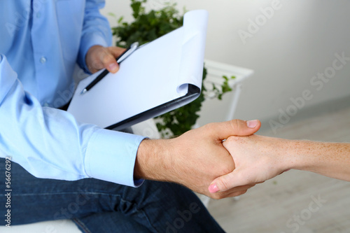 Handshake during counseling