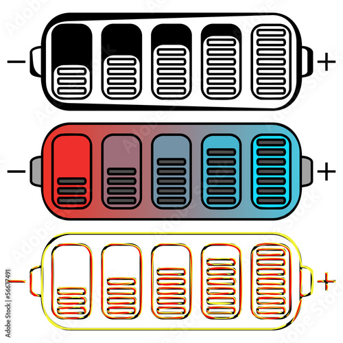 Set of colored batteries