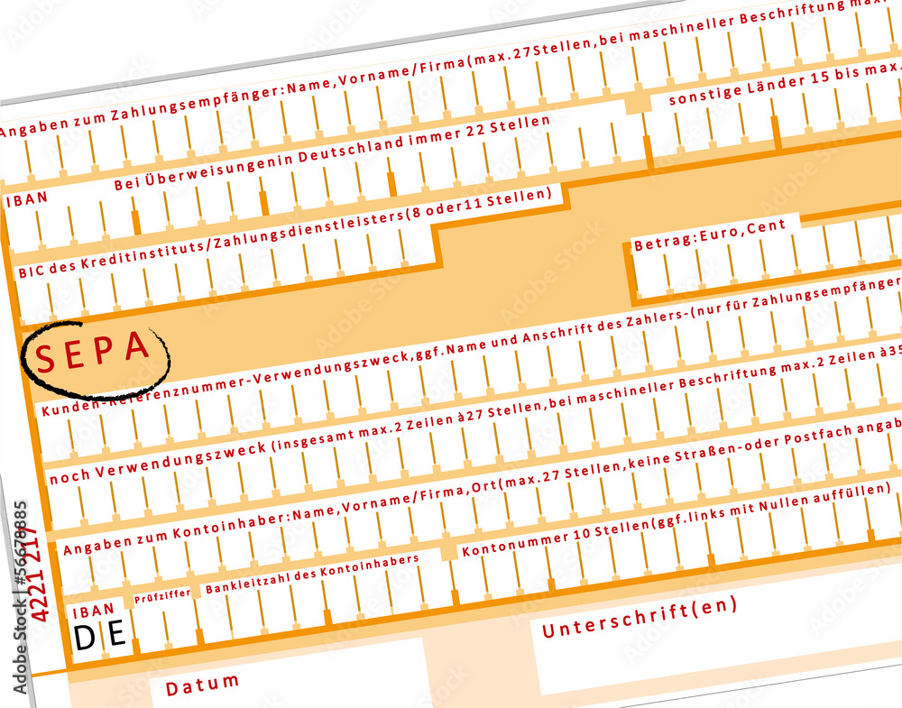 Sepa Überweisung 2909 Stock-Foto | Adobe Stock