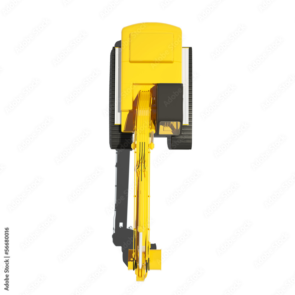 Fototapeta premium Yellow Excavator Isolated