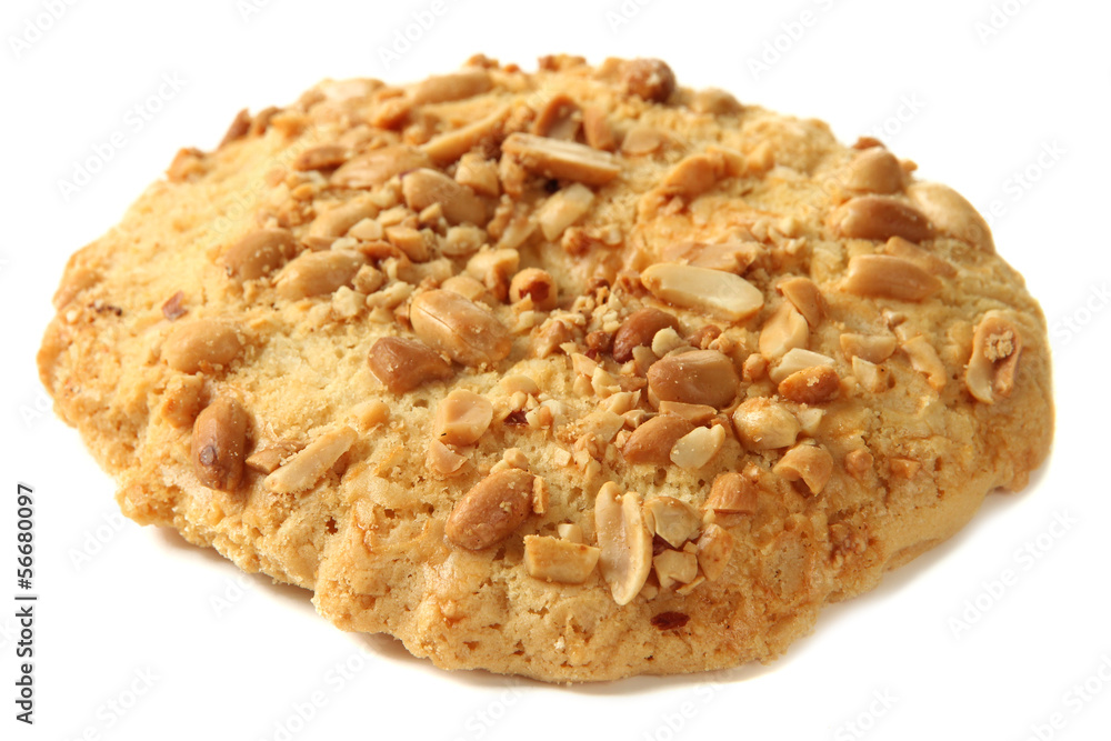 Homemade cookie with peanuts, isolated on white Homemade cookie with peanuts, isolated on white