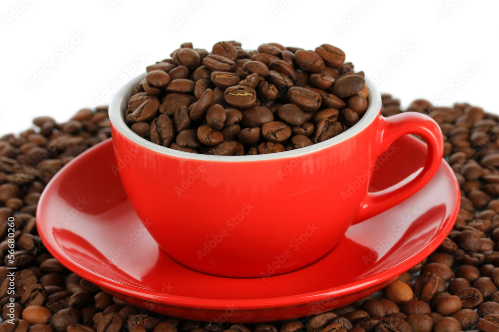 Coffee beans in cup on white background Coffee beans in cup on white background