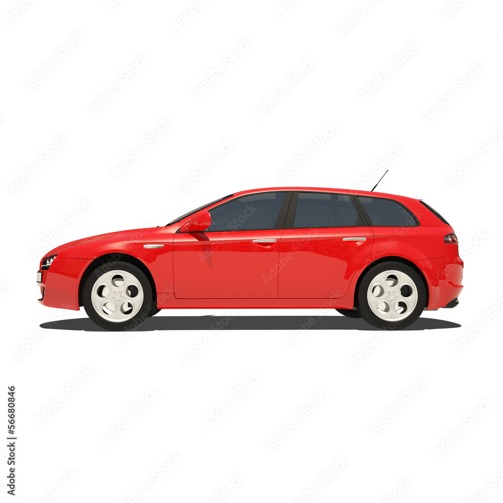Red Car Isolated on White Background