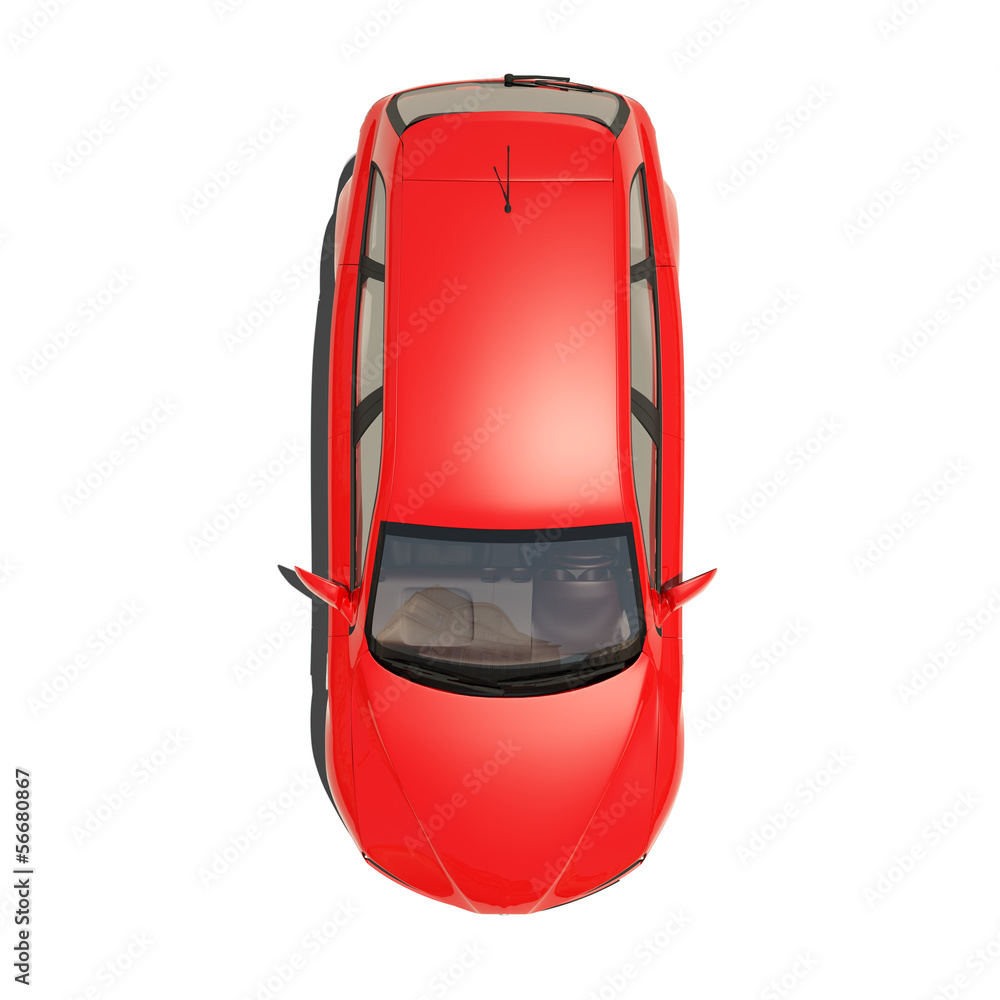 Fototapeta premium Red Car Isolated on White Background