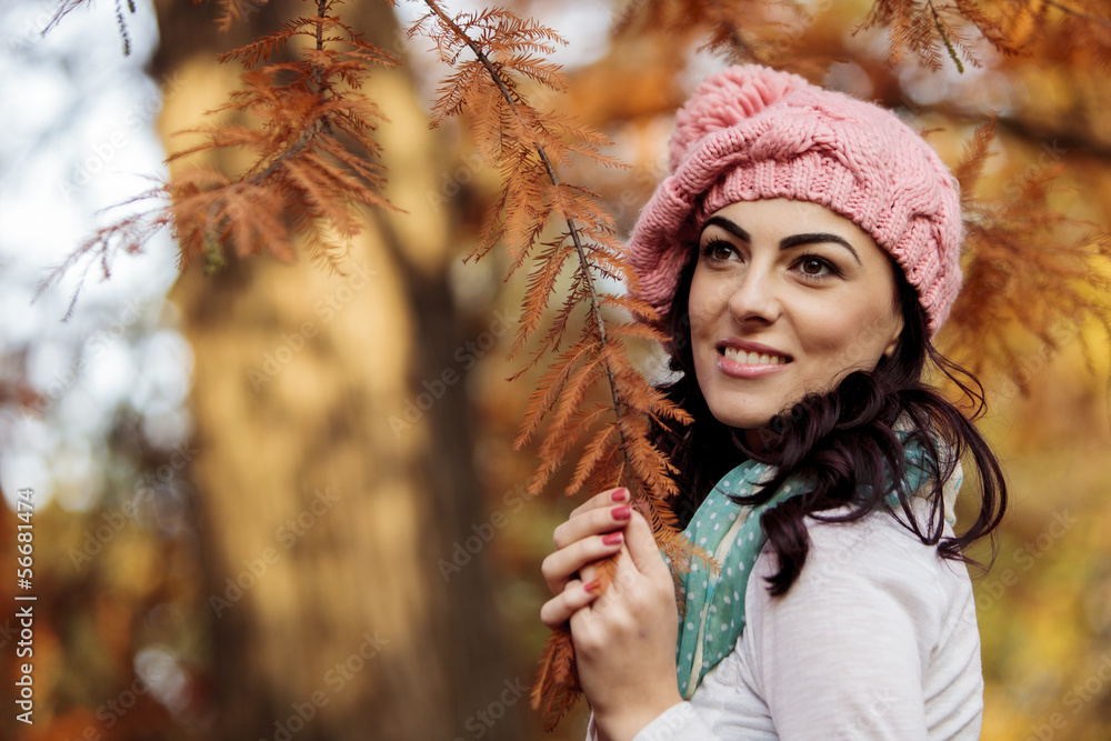 Young woman at autumn forest Young woman at autumn forest