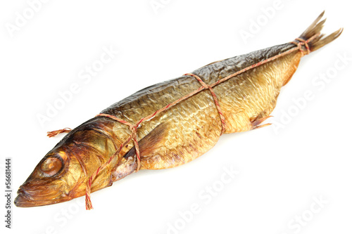 Smoked fish isolated on white