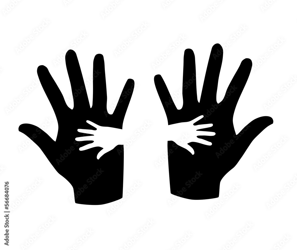 Black and white hands silhouette - vector illustration. Black and white hands silhouette - vector illustration.