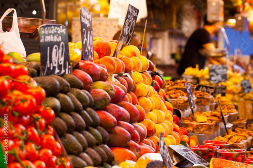 Photography Fruits market, in La Boqueria,Barcelona famous marketplace